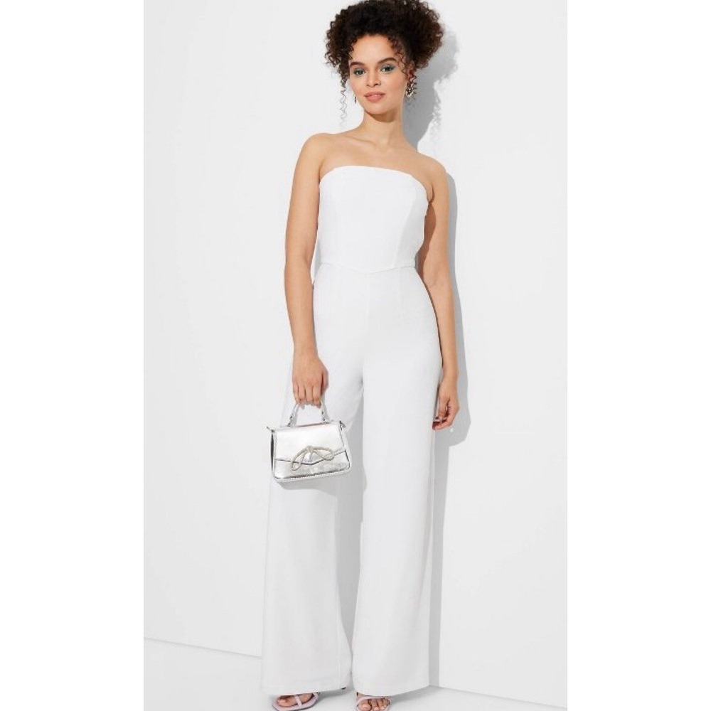 Wild Fable Women's Wide Leg Tube Jumpsuit  - WHITE - Size XS
